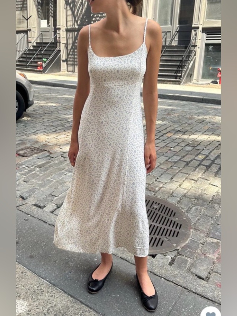 Brandy Melville Ditsy Floral Maxi  Slip Dress | Ivory | Size Small